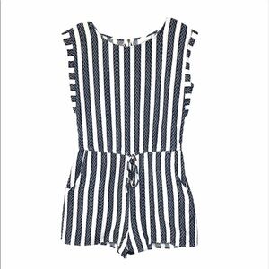 UNIVERSAL Thread Blue White Stripe Romper Small